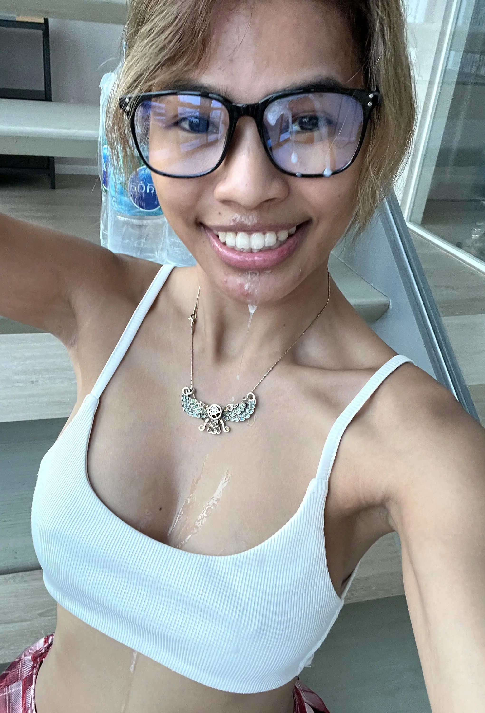 Preview image from Facial NSFW Sex Slides slideshow: White load even on my glasses